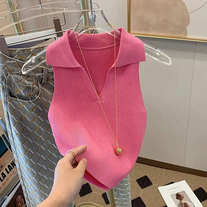 Tank Top Ribbed - بلوزة نسائية صيفية كاجوال بدون أكمام