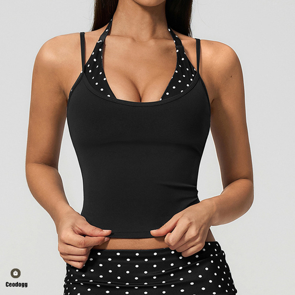Suspender Tank Top - حمالة صدر رياضية نسائية منقطة بحمالات